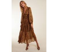 Blue Vanilla Shirred Waist Maxi Dress In Brown Brown