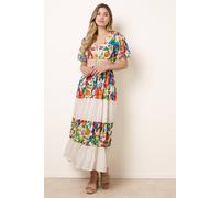 Blue Vanilla Bright Print Tiered Dress - M - Multicoloured