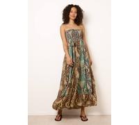 Blue Vanilla Bold Print Bandeau Shirred Maxi Dress - One Size - Multicoloured