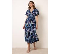 Blue Vanilla Women's Navy Ring Detail Printed Dress | Size: Small Blue Vanilla Navy S