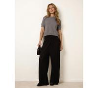 Blue Vanilla Shirred Waist Pleated Wide Leg Trousers - One Size - Black