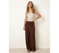 Blue Vanilla Shirred Waist Pleated Wide Leg Trousers - One Size - Brown