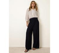 Blue Vanilla Shirred Waist Pleated Wide Leg Trousers - One Size - Navy