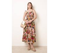 Blue Vanilla Bold Print Shirred Waist Dress - M - White
