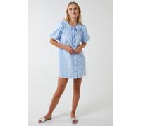 Blue Vanilla Shirt Dress With Plunge Ruffle In Light Blue Light Blue
