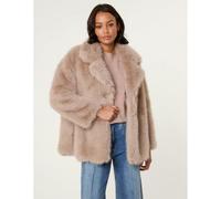 Blue Vanilla Short Faux Fur Coat - UK 10-12 - Beige
