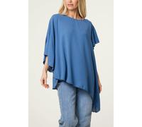 Blue Vanilla Women's Blue Short Sleeve Asymmetrical Top Blue Vanilla Blue One Size