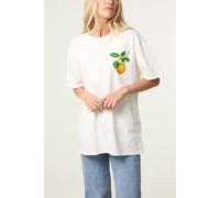 Blue Vanilla Short Sleeve Back Lemon Print T-Shirt - One Size - White