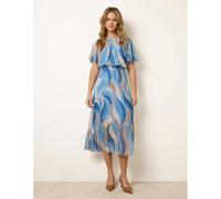 Blue Vanilla Short Sleeve Pleated Midi Dress - S - Blue