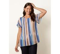 Blue Vanilla Short Sleeve Pleated Paint Top - M-L - Blue