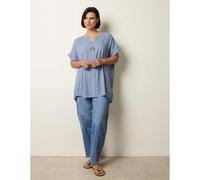 Blue Vanilla Short-Sleeve Tunic Top - M-L - Blue