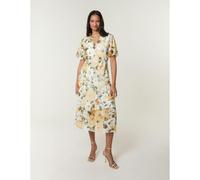 Blue Vanilla Women's Yellow Short Sleeve Wrap Pleat Dress | Size: Small Blue Vanilla Yellow S