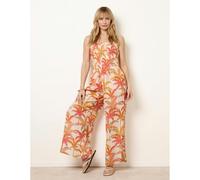 Blue Vanilla Side Split Flare Leg Tropical Jumpsuit - M-L - Multicoloured