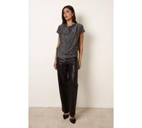 Blue Vanilla Women's Silver Lurex Cowl Neck Draped Top | Size: Large/XL Blue Vanilla Silver L/XL