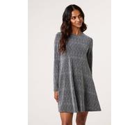 Blue Vanilla Lurex Diamante Swing Dress - M - Silver
