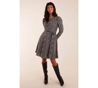 Blue Vanilla Skater Round Neck Mini Dress In Black Black