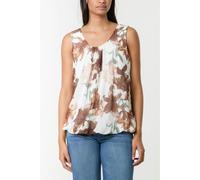 Blue Vanilla Sleeveless Bubble Hem Printed Top - S-M - Brown
