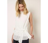 Blue Vanilla Sleeveless Cowl Tie Front Chiffon Blouse - M-L - Ivory