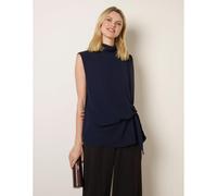 Blue Vanilla Sleeveless Cowl Tie Front Chiffon Blouse - M-L - Navy