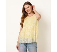 Blue Vanilla Sleeveless Lace Pleated Top - S-M - Light Yellow
