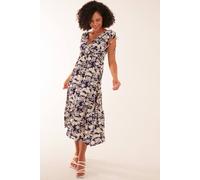 Blue Vanilla Sleeveless Ring Front V Neck Midi Dress In Navy Navy 8