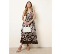 Blue Vanilla Sleeveless Shirred Dress - L-XL - Brown