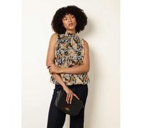 Blue Vanilla Sleeveless Watercolour Puff Hem Blouse - L - Black