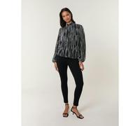 Blue Vanilla Women's Silver Snake High Neck Puff Ball Blouse | Size: Small Blue Vanilla Silver S