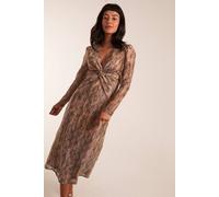 Blue Vanilla Snakeprint Plisse Twist Front Dress In Gold Gold 8
