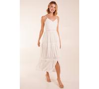 Blue Vanilla Spaghetti Strap Crochet Lace Maxi Dress In Ivory Ivory 16