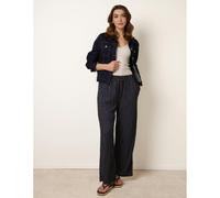 Blue Vanilla Women's Navy Spot Print Crinkle Wide Leg Trousers | Size: Medium Blue Vanilla Navy M