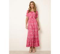 Blue Vanilla Starfish Print Tie Front Maxi Dress - S - Pink