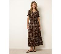 Blue Vanilla Starfish Print Tie Front Maxi Dress - XL - Brown