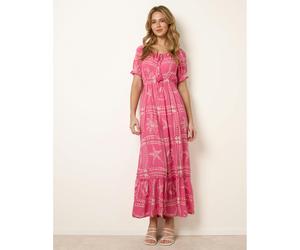 Blue Vanilla Starfish Print Tie Front Maxi Dress - XL - Pink