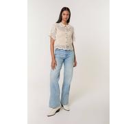 Blue Vanilla Women's Stone Crochet Short Sleeve Button Front Shirt | Size: S/M Blue Vanilla Stone S/M