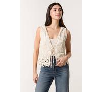 Blue Vanilla Women's Stone Crochet Tie Front Vest | Size: S/M Blue Vanilla Stone S/M