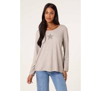 Blue Vanilla Women's Stone Diamante Star Long Sleeve Jumper Blue Vanilla Stone One Size