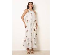 Blue Vanilla Stone Halter Neck Embroidered Dress Stone S