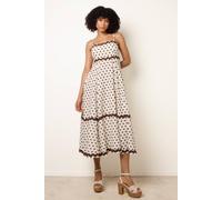 Blue Vanilla Stone Polka Ric Rac Midi Dress Stone