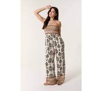 Blue Vanilla Women's Stone Print Strapless Bandeau Shirred Jumpsuit | Size: Medium/Large Blue Vanilla Stone M/L