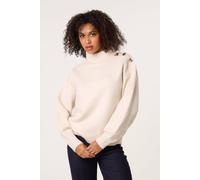 Blue Vanilla Stone Turtle Neck Shoulder Brooch Detailed Jumper Stone