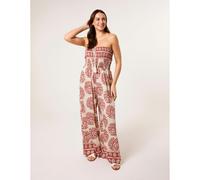 Blue Vanilla Strapless Elasticated Printed Jumpsuit - Coral - M-L