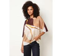 Blue Vanilla Striking Watercolour Fine Knit Abstract Top - One Size - Brown