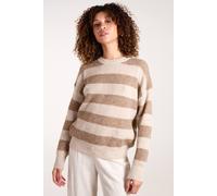 Blue Vanilla Stripe Rib Knit Jumper In Beige Beige S/M