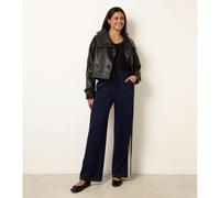 Blue Vanilla Stripe Trousers With Elasticated Waist - M - Navy