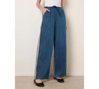 Blue Vanilla Stripe Trousers With Elasticated Waist - S - Blue
