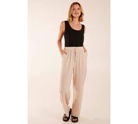 Blue Vanilla Stripe Wide Leg Linen Trousers In Stone Stone S
