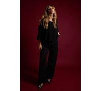 Blue Vanilla Studded High Waist Trousers In Black Black
