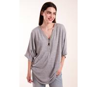 Blue Vanilla Women's Studded Zip Front Top in Grey | Size: S/M Blue Vanilla Grey S/M