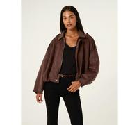 Blue Vanilla Suedette Puffball Jacket - M-L - Brown